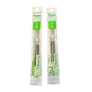Pentel 2 Green EnerGel 0.7 Metal Tip Roller Pen Refill LR7-D